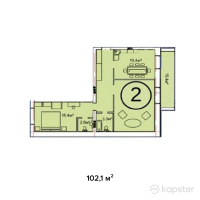 ЖК Чистое небо — 2-ком 102,1 м² (от 47 987 000 тг)