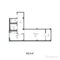 ЖК Айымжан — 1-ком 53,3 м² (от 20 520 500 тг)