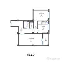 ЖК Айымжан — 2-ком 65,4 м² (от 25 179 000 тг)