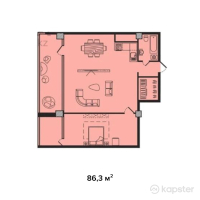 ЖК Эксклюзив — 2-ком 86,3 м² (от 43 150 000 тг)