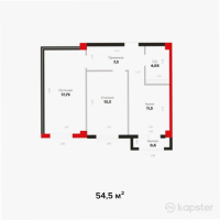 ЖК Renesans — 2-ком 54,5 м² (от 21 800 000 тг)