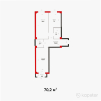 ЖК Renesans — 2-ком 70,2 м² (от 28 080 000 тг)