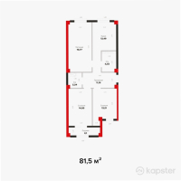 ЖК Renesans — 3-ком 81,5 м² (от 32 600 000 тг)