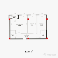 ЖК Renesans — 3-ком 83,1 м² (от 33 256 000 тг)