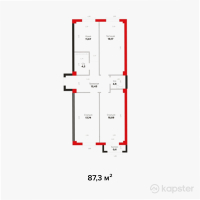 ЖК Renesans — 3-ком 87,3 м² (от 34 920 000 тг)