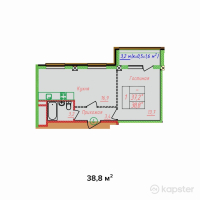 ЖК Sana — 1-ком 38,8 м² (от 14 356 000 тг)