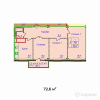 ЖК Sana — 3-ком 72,6 м² (от 26 862 000 тг)