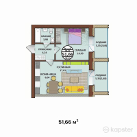 ЖК Atlant — 2-ком 51,7 м² (от 17 306 100 тг)