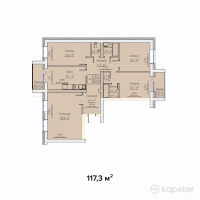 ЖК TURKESTAN 3 — 4-ком 117,3 м² (от 32 844 000 тг)