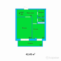 ЖК Радужный квартал — 1-ком 42,5 м² (от 11 037 000 тг)