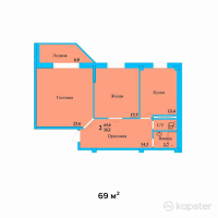 ЖК Радужный квартал — 2-ком 69 м² (от 17 940 000 тг)