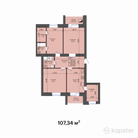 ЖК Dostar — 3-ком 107,3 м² (от 38 642 400 тг)