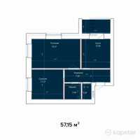 ЖК Аружан — 3-ком 57,2 м² (от 17 430 760 тг)