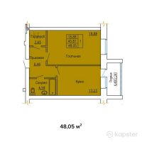 ЖК Кеменгер — 1-ком 48,1 м² (от 12 973 500 тг)