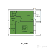 ЖК Кеменгер — 1-ком 52,4 м² (от 14 139 900 тг)