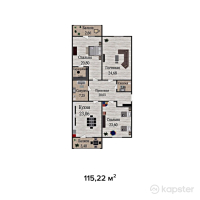 ЖК Sun City Next — 3-ком 115,2 м² (от 31 109 400 тг)