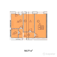 ЖК Тениз — 2-ком 50,8 м² (от 16 754 100 тг)