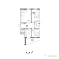 ЖК Park View — 3-ком 87,8 м² (от 32 486 000 тг)