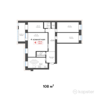 ЖК 8 Квартал — 4-ком 108 м² (от 42 120 000 тг)