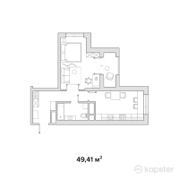 ЖК KZ — 1-ком 49,4 м² (от 21 740 400 тг)