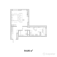 ЖК KZ — 1-ком 54,9 м² (от 24 134 000 тг)