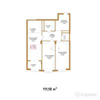 ЖК Apple Residence — 3-ком 111,2 м² (от 87 832 200 тг)