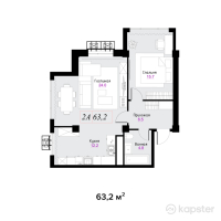 ЖК Aqtolqyn Grand — 2-ком 63,2 м² (от 69 520 000 тг)