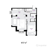 ЖК Aqtolqyn Grand — 2-ком 67,7 м² (от 74 470 000 тг)