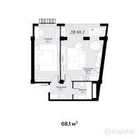 ЖК Aqtolqyn Grand — 2-ком 68,1 м² (от 74 910 000 тг)