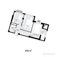 ЖК Aqtolqyn Grand — 2-ком 69,1 м² (от 76 010 000 тг)