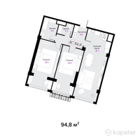 ЖК Aqtolqyn Grand — 3-ком 94,8 м² (от 104 280 000 тг)