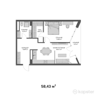 ЖК Belle View — 2-ком 58,4 м² (от 87 645 000 тг)