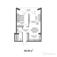 ЖК Belle View — 2-ком 65,5 м² (от 98 190 000 тг)