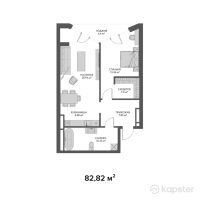 ЖК Belle View — 2-ком 82,8 м² (от 124 230 000 тг)