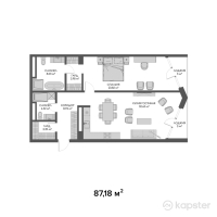 ЖК Belle View — 2-ком 87,2 м² (от 130 770 000 тг)