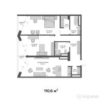 ЖК Belle View — 3-ком 110,6 м² (от 165 900 000 тг)
