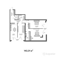 ЖК Belle View — 3-ком 143,3 м² (от 214 965 000 тг)