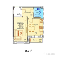 ЖК Onyx Comfort — 1-ком 35,9 м² (от 11 488 000 тг)