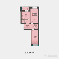 ЖК Молодежный — 2-ком 62,3 м² (от 23 039 900 тг)