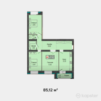 ЖК Молодежный — 3-ком 85,1 м² (от 31 494 400 тг)