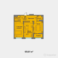 ЖК Aruna City — 2-ком 69,6 м² (от 29 236 200 тг)