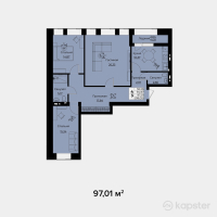 ЖК River City — 3-ком 97 м² (от 40 744 300 тг)