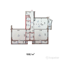 ЖК Мирадж — 3-ком 108,1 м² (от 43 240 000 тг)