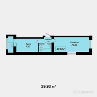 ЖК Yasin — 1-ком 39,9 м² (от 14 175 150 тг)