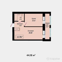 ЖК Yasin — 1-ком 44,2 м² (от 15 683 900 тг)