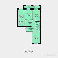 ЖК Yasin — 3-ком 91,2 м² (от 29 187 200 тг)