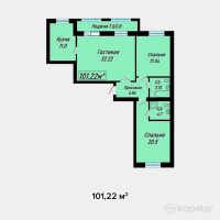 ЖК Yasin — 3-ком 101,2 м² (от 32 390 400 тг)