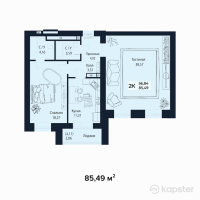 ЖК Istanbul — 2-ком 85,5 м² (от 64 117 500 тг)
