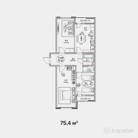 ЖК Dostar — 3-ком 75.4 м² (от 33,553,000 тг)